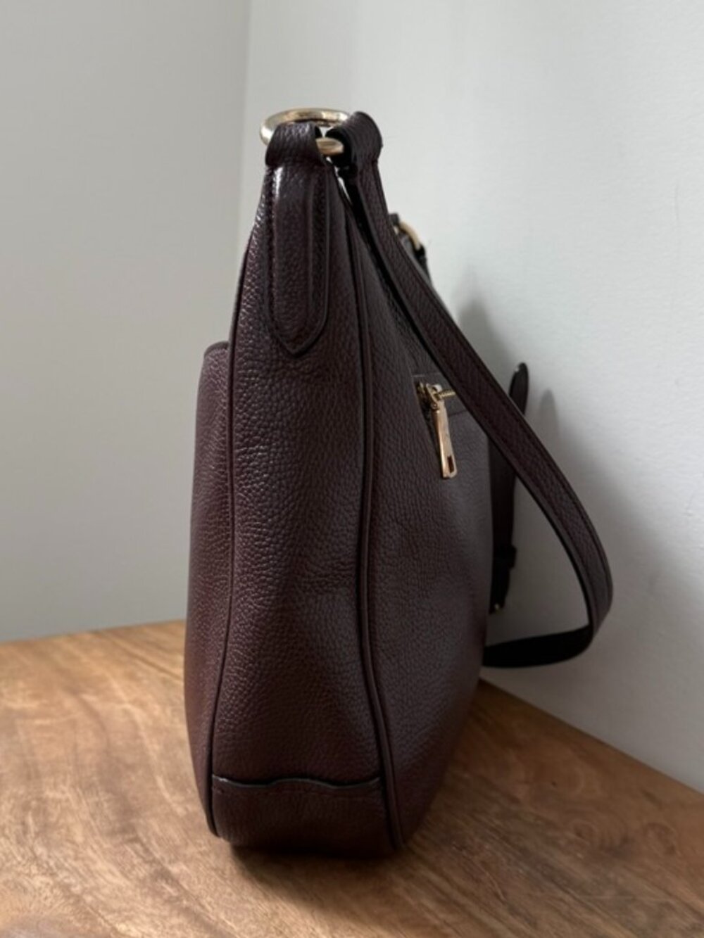 COACH Chaise Crossbody Bag Polished Pebble Leather Oxblood Deep Red Wine Gold - Picture 3 of 13